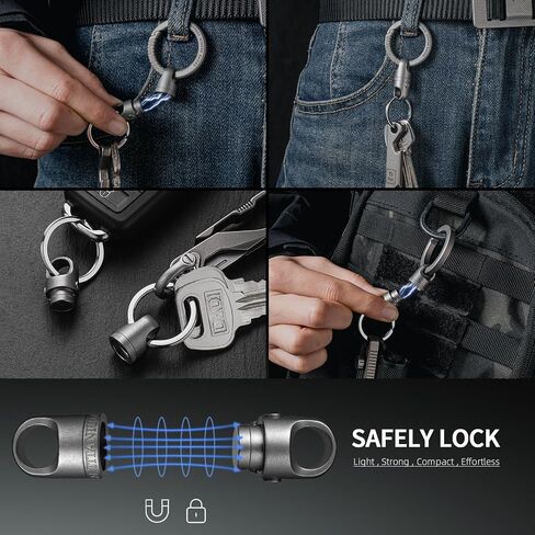 FEGVE Titanium Magnetic Key Holder, Quick Release Keychain, Detachable Magnetic Keychain, Safely Lock System-360 ° Rotatable in Saudi Arabia