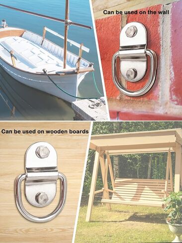 TooTaci D Rings Tie Down Anchors 1/4" Stainless Steel D Ring 1200bls Breaking Strength,6pcs Heavy Duty Trailers Bracket Surface Mount Hooks with Screws Securing Cargo for Boats,Trucks,Camper in Saudi Arabia