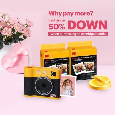 KODAK Mini Shot 2 ERA 4PASS 2-in-1 Instant Camera and Photo Printer (Black, Camera + Initial 8 Sheets + 60 Sheets) in Saudi Arabia