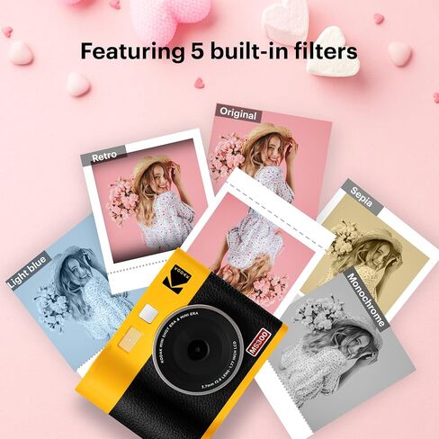 KODAK Mini Shot 2 ERA 4PASS 2-in-1 Instant Camera and Photo Printer (Black, Camera + Initial 8 Sheets + 60 Sheets) in Saudi Arabia