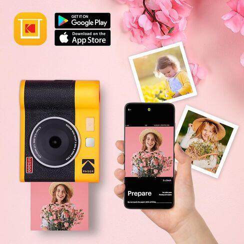 KODAK Mini Shot 2 ERA 2x3 Instant Camera, Photo Printer, 8 Sheets, Black | Bluetooth, iPhone & Android Smartphone Compatible, 13MP Camera, Retake Before Printing, Water, Fingerprint & Fade Resistant in Saudi Arabia