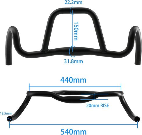 Bicycle Drop Handlebar Aluminum Alloy Round Tube Gravel Handlebar 31.8 Diameter, 420mm-520mm, 20mm Sink Height, for Touring Bikes in Saudi Arabia