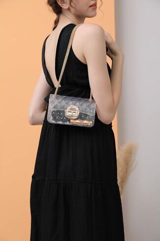 Semi Transparent Jelly Bag for Women,Lady Fashion Lovely Bag，Clear Bag Stadium Approved in Saudi Arabia