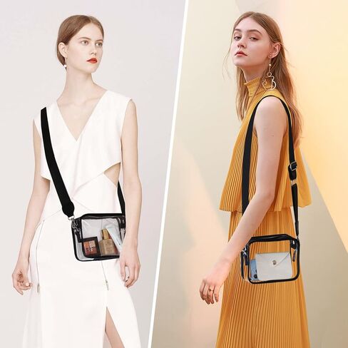 محفظة شفافة حول الجسم معتمدة للنساء مع محفظة بطاقات صغيرة، وحقيبة استاد شفافة صغيرة in Kuwait