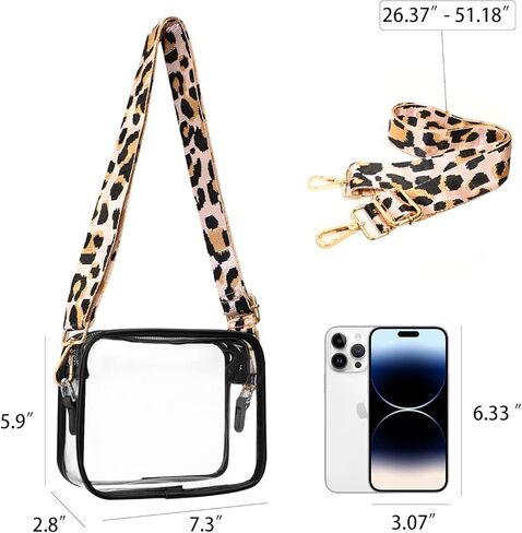 محفظة شفافة حول الجسم معتمدة للنساء مع محفظة بطاقات صغيرة، وحقيبة استاد شفافة صغيرة in Kuwait