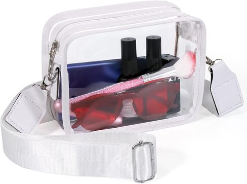 Clear Bag Stadium Approved, Clear Crossbody Bag with Card Bag & Adjustable Shoulder Strap for Concerts in Saudi Arabia