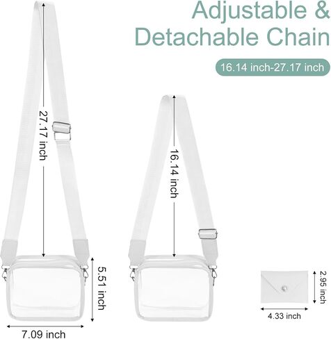 Clear Bag Stadium Approved, Clear Crossbody Bag with Card Bag & Adjustable Shoulder Strap for Concerts in Saudi Arabia