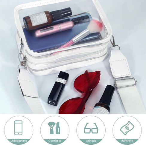 Clear Bag Stadium Approved, Clear Crossbody Bag with Card Bag & Adjustable Shoulder Strap for Concerts in Saudi Arabia