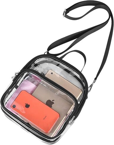 حقيبة كروس شفافة معتمدة من الاستاد، حقيبة حمل شفافة مع حزام للحفلات الرياضية وألعاب صالة الألعاب الرياضية in Kuwait