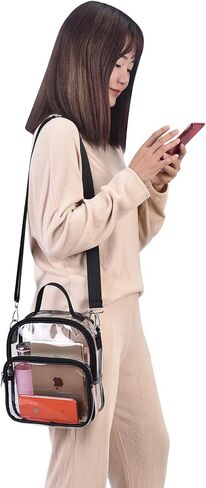 حقيبة كروس شفافة معتمدة من الاستاد، حقيبة حمل شفافة مع حزام للحفلات الرياضية وألعاب صالة الألعاب الرياضية in Kuwait