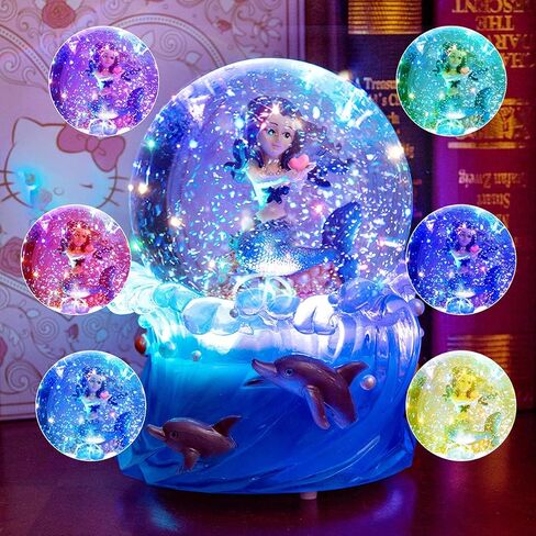 Mermaid Music Box Snow Globe, Mermaid Gift for Daughter Girlfriend Girls Wife Women Birthday Valentine Anniversary Snowglobe with Light Play You are My Sunshine in Kuwait