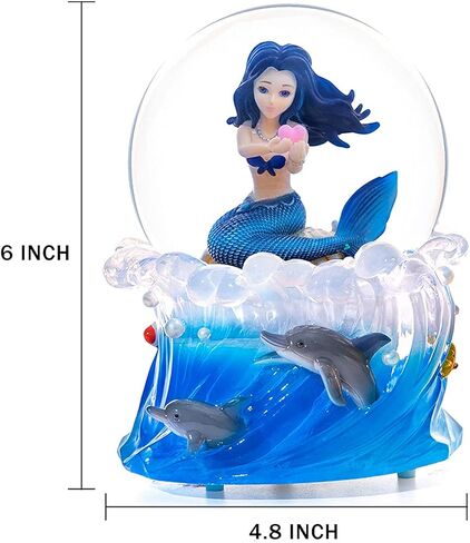 Mermaid Music Box Snow Globe, Mermaid Gift for Daughter Girlfriend Girls Wife Women Birthday Valentine Anniversary Snowglobe with Light Play You are My Sunshine in Kuwait