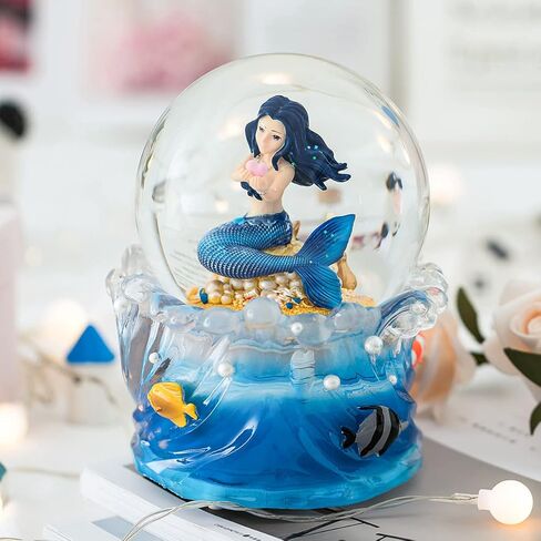 Mermaid Music Box Snow Globe, Mermaid Gift for Daughter Girlfriend Girls Wife Women Birthday Valentine Anniversary Snowglobe with Light Play You are My Sunshine in Kuwait