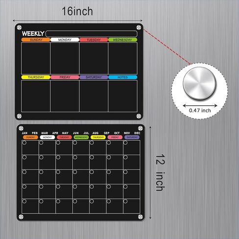 Acrylic Magnetic Dry Erase Calendar Board for Fridge, 17"x12" - Erasable Monthly and Weekly Planner with to-Do List, Includes 6 Markers and Eraser in Saudi Arabia