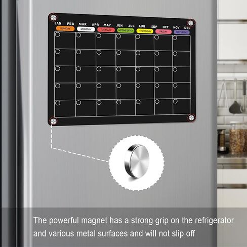 Acrylic Magnetic Dry Erase Calendar Board for Fridge, 17"x12" - Erasable Monthly and Weekly Planner with to-Do List, Includes 6 Markers and Eraser in Saudi Arabia