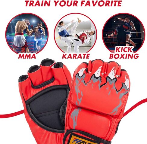 Boxing Gloves, Half Finger Kickboxing Training Gloves,Grappling Gloves,Punching Bag Mitts, Fight Gloves for Men&Women in Saudi Arabia