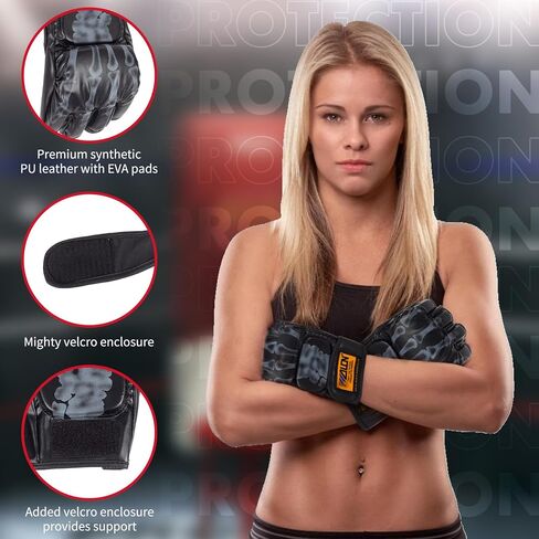 Boxing Gloves, Half Finger Kickboxing Training Gloves,Grappling Gloves,Punching Bag Mitts, Fight Gloves for Men&Women in Saudi Arabia