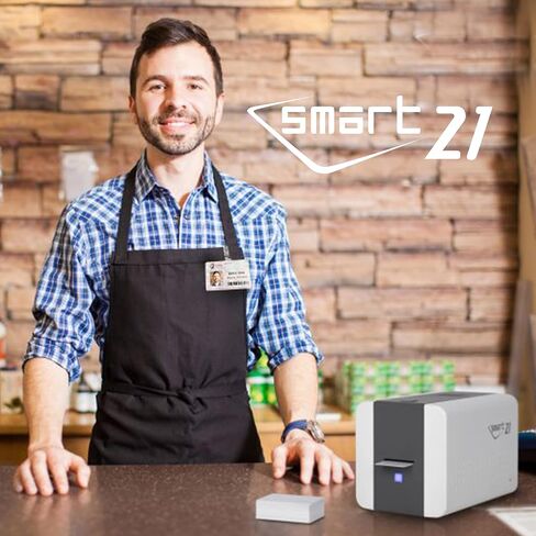 مجموعة الطابعة البسيطة لبطاقة الهوية IDP SMART-21S مع برنامج الكمبيوتر الشخصي فقط، و100 شريط ألوان YMCKO مطبوع، و100 بطاقة بلاستيكية PVC in Kuwait