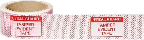 شريط تعبئة واضح للعبث مقاس 2 بوصة × 55 ياردة من SmartSign، نمط رسائل فارغة، مادة PET 0.92 مل، أحمر وأبيض in Kuwait