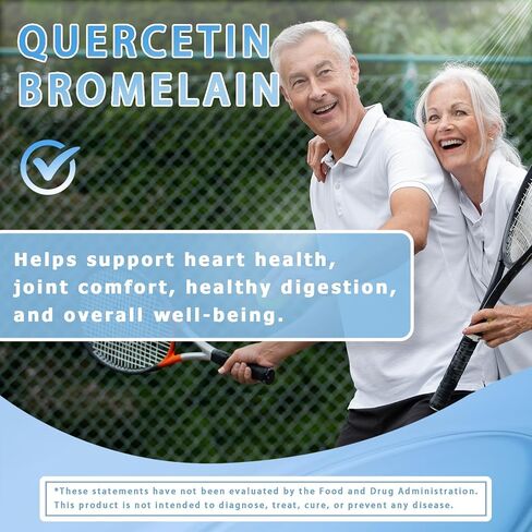 Quercetin 1000mg with Bromelain 200mg - Supports Antioxidant, Immune System and Cardiovascular Health - Bioflavonoid Supplement - Non-GMO, Gluten-Free - 120 Veg Capsules in Kuwait