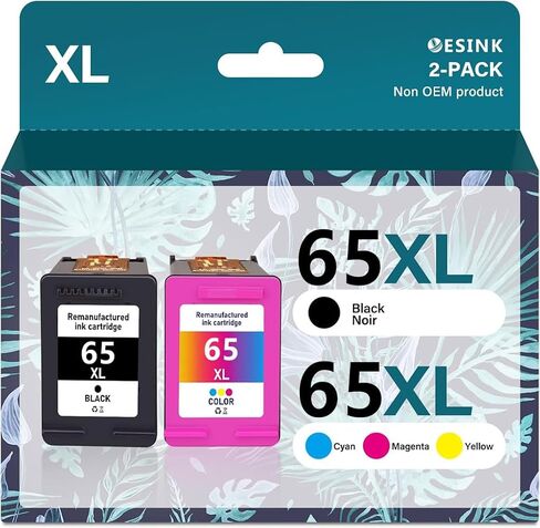 Printer Ink 65 65xl 65 XL Replacement for HP Ink 65 65 Ink Cartridge for HP Printers HP 65xl Ink Cartridge Combo Pack HP Deskjet 3755 3772 Printer Ink Cartridges (1 Black, 1 Tri-Color, 2 Pack) (2) in Saudi Arabia
