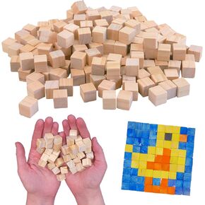 STEM Inventions Unfinished Solid Wood Cubes for Craft Projects and Math Games, 1/2 Inch Cubes, Pack of 200