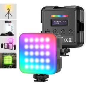 مصباح فيديو RGB مغناطيسي من NEEWER، ضوء كاميرا RGB61 LED بالألوان الكاملة 360 درجة مع 3 حوامل للأحذية الباردة/CRI 97+/17 وضعًا للمشهد/2500K-8500K/2000 مللي أمبير في الساعة ضوء سيلفي محمول للتصوير الفوتوغرافي قابل لإعادة الشحن