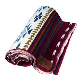 Alpaca Wool Blanket 80x45 inch: Soft, Warm, Hypoallergenic, Unique Designs– Ideal for Camping and Air Travel, Red Tones