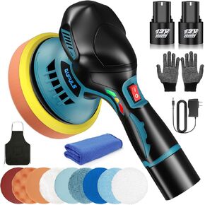 Cordless Car Buffer Polisher with 2PC 2000mAh Batteries, 6 Inch Portable Polishing Machine, Car Buffer Waxer with 6 Variable Speed, Polishing Cordless Polisher for Car Detailing/Waxing/Buffer