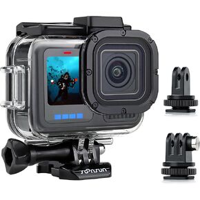 SOONSUN Waterproof Case for GoPro Hero 11 Black/Hero 10 Black/Hero 9 Black, 60M Underwater Protective Dive Housing Case with Cold Shoe Mount Adapter for GoPro Hero 11 10 9 Black Action Camera