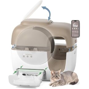 (2024 Premium Version with Mini Mesh) Snow+ Self Cleaning Automatic Litter Box with Zero Odor TiO2 System Automatic Cat Litter Box Self Cleaning for 3.3-20 lbs