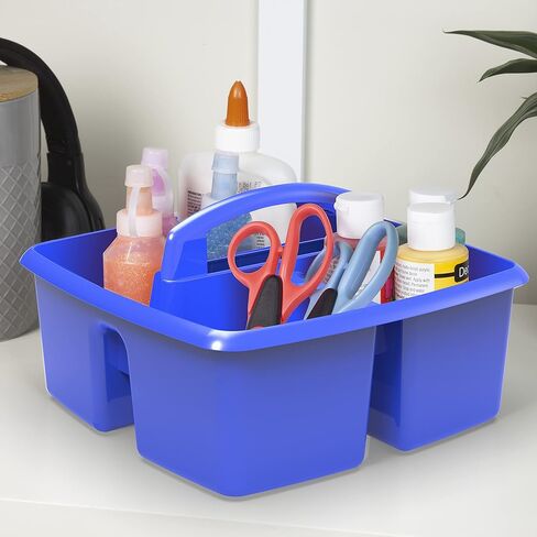 Storex Large Classroom Craft Caddy with Cups, 13 x 11 x 6.575 Inches, Teal, Case of 2 (00984A02C) in Saudi Arabia
