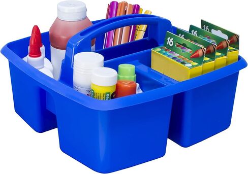 Storex Large Classroom Craft Caddy with Cups, 13 x 11 x 6.575 Inches, Teal, Case of 2 (00984A02C) in Saudi Arabia