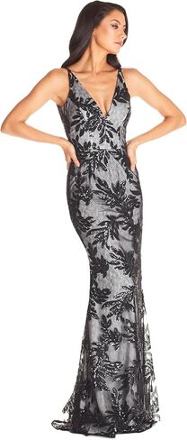 Dress the Population Women's Sharon Sequin, Maxi, Mermaid, V-Neck Gown, Pine Multi, X-Large in Saudi Arabia