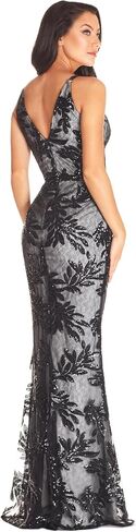 Dress the Population Women's Sharon Sequin, Maxi, Mermaid, V-Neck Gown, Pine Multi, X-Large in Saudi Arabia