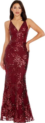 Dress the Population Women's Sharon Sequin, Maxi, Mermaid, V-Neck Gown, Pine Multi, X-Large in Saudi Arabia