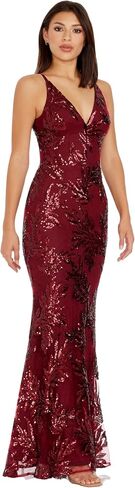Dress the Population Women's Sharon Sequin, Maxi, Mermaid, V-Neck Gown, Pine Multi, X-Large in Saudi Arabia