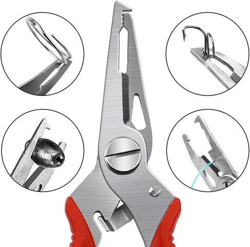 كماشة الصيد للمياه المالحة المصنوعة من الفولاذ المقاوم للصدأ ومزيل الخطاف المضفر لقص الخطوط المقسمة وإكسسوارات العتاد كماشة حلقية مقسمة لطُعم الصيد شديدة التحمل صغيرة مقاومة للمياه المالحة in Kuwait