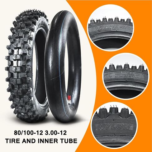 Front 60/100-14 2.50-14 Tire and Inner Tube for 110cc 125cc CRF70 CRF110 XR70 KLX110 TTR90 PW80 RM60 RM65 TaoTao DB14 SSR Apollo Coolster Dirt Pit Bike Motorcycle Off Road Motocross Heavy Duty in Saudi Arabia