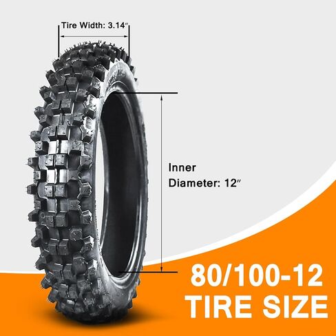 Front 60/100-14 2.50-14 Tire and Inner Tube for 110cc 125cc CRF70 CRF110 XR70 KLX110 TTR90 PW80 RM60 RM65 TaoTao DB14 SSR Apollo Coolster Dirt Pit Bike Motorcycle Off Road Motocross Heavy Duty in Saudi Arabia