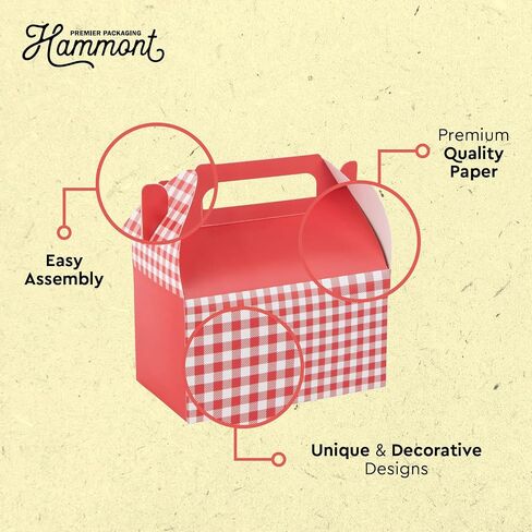 Hammont Paper Treat Boxes - (10 Pack) - Party Favors Treat Container Cookie Boxes Cute Designs Perfect for Parties and Celebrations 6.25" x 3.75" x 3.5" (Chinese) in Kuwait