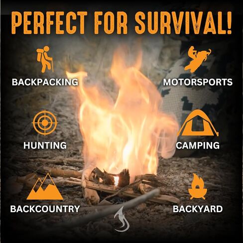 أداة النجاة من Ferro Rod Fire Starter Survival مقاس 3 بوصات مع حبل باراكورد عالي الوضوح | 3,500+ ضربة | صوان مقاوم للماء والرياح والفولاذ in Kuwait
