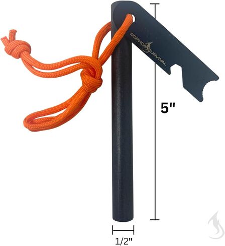 أداة النجاة من Ferro Rod Fire Starter Survival مقاس 3 بوصات مع حبل باراكورد عالي الوضوح | 3,500+ ضربة | صوان مقاوم للماء والرياح والفولاذ in Kuwait