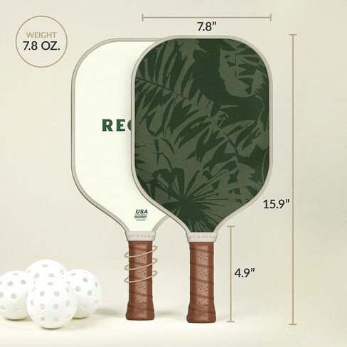 Recess Pickleball Single Paddles - Fiberglass Surface, Honeycomb Core - Sweatproof Foam Comfort Grip - Canvas Cover & Silicone Grip Ring - Tournament or Casual Play - Modern Designs - USAPA Approved in Saudi Arabia
