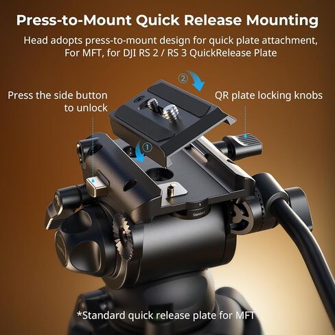 SmallRig AD-01 Video Tripod, 73" Heavy Duty Tripod with 360 Degree Fluid Head and Quick Release Plate for DSLR, Camcorder, Cameras 3751 in Saudi Arabia