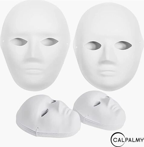 CALPALMY Paper Mache Masks - 16 Packs White Blank Cat Mask, Hand Painted Animal Half Facemasks for Party, Cosplay, Artistic Projects, Theater, Halloween, Masquerade Parties, Classroom Art in Kuwait