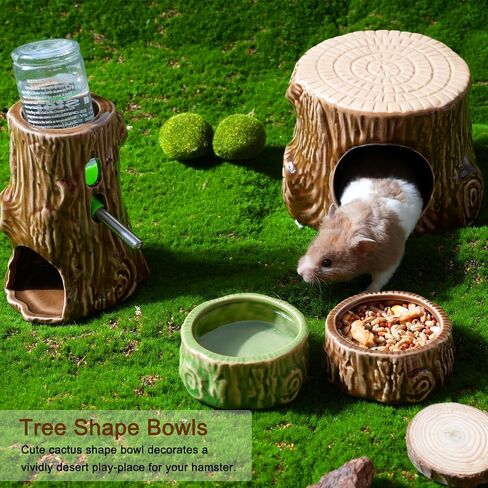Hamster Water Bottle for Glass Tank, 3-in-1 Adjustable Hamster Water Bottle 80ML Gerbil Water Bottle with Stand Holder, Chew Proof Ceramic Water Dispenser for Dwarf Syrian Hamster Mice Rat in Saudi Arabia