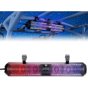KEMIMOTO UTV Sound Bar مقاس 18 بوصة SXS مكبر صوت RGB تحكم لاسلكي بلوتوث متوافق مع 2X مكبر صوت ومضخم صوت 2X متوافق مع Polaris Can am Talon CForce، لقفص لفة 1.56 بوصة - 2.25 بوصة