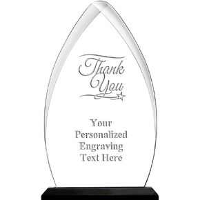 Thank You Acrylic Award, 6.75" H Personalized Thank You Award with Custom Engraving Prime