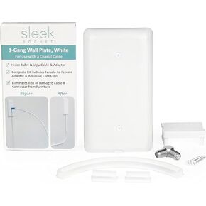 Sleek Socket Internet Coaxial Cable Concealer with Adhesive Cable Management Kit and Female-to-Female Coaxial Cable Connector, Safety Certified, Ideal for Home and Office with Coaxial Outlets